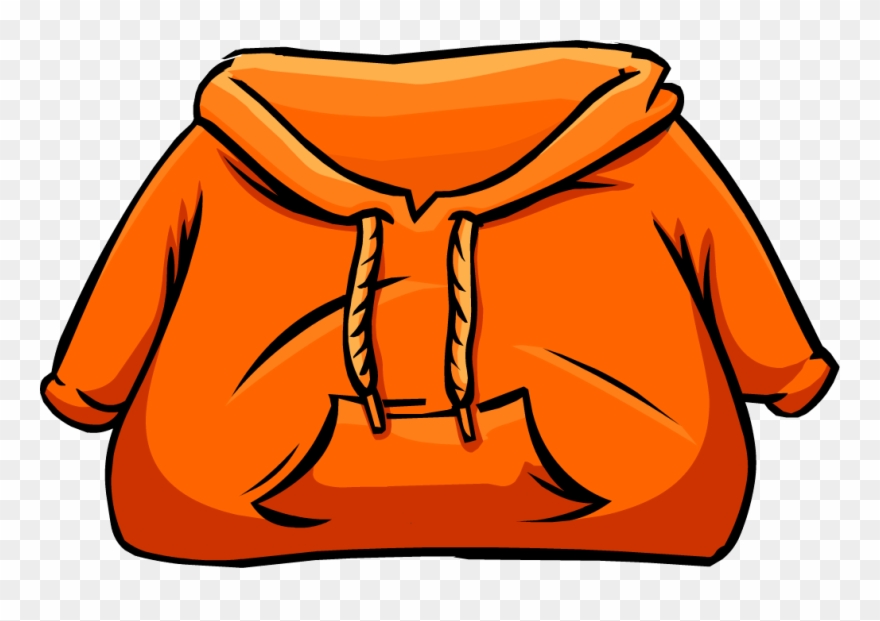 Orange Club Penguin Rewritten - Club Penguin Black Hoodie Clipart