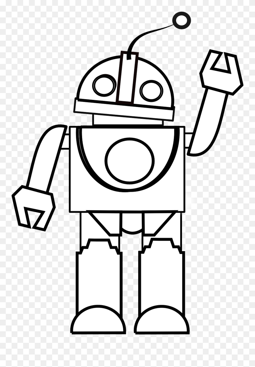 Toy Robot Black And White Clipart