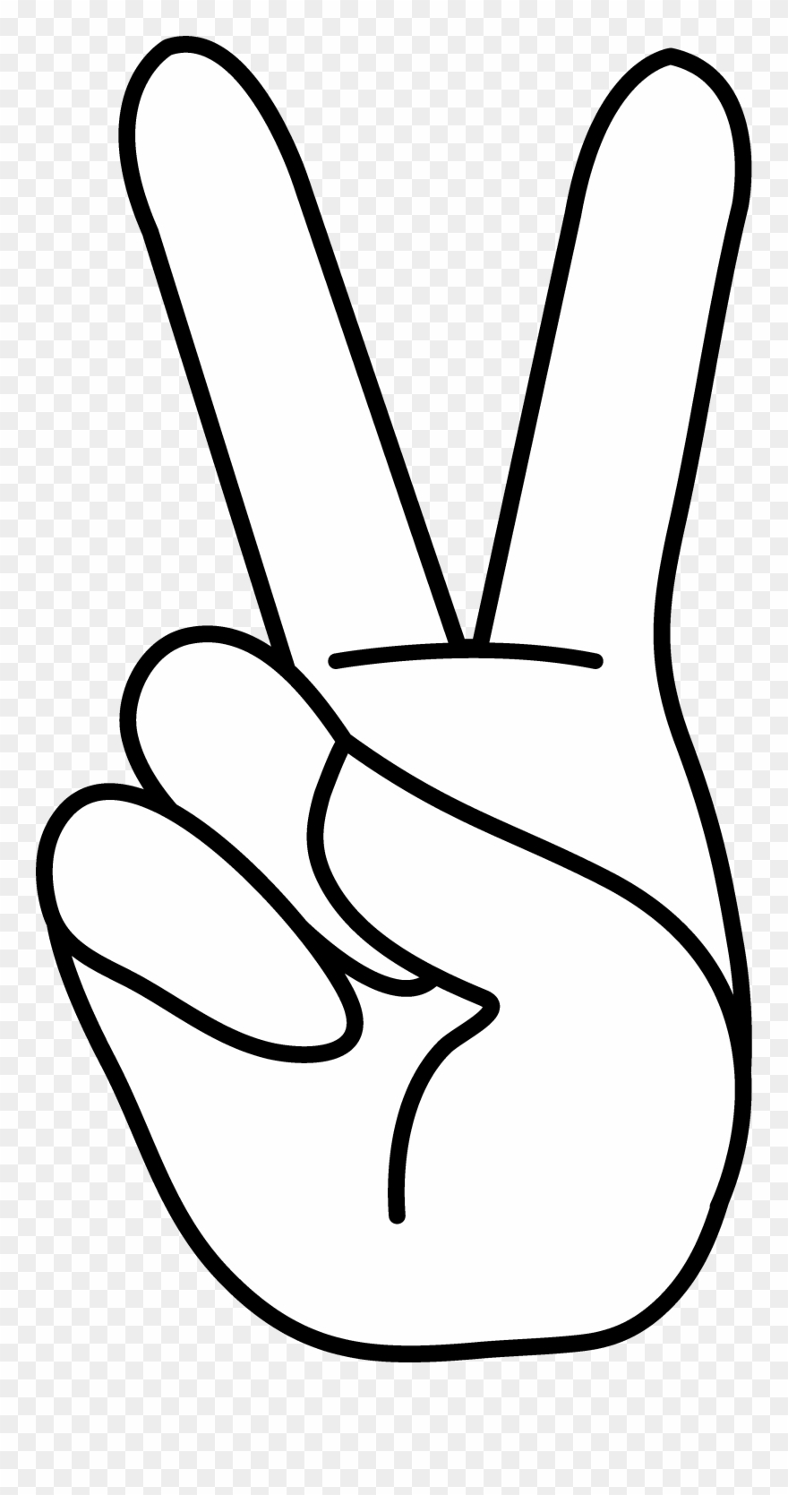 Hand Sign Line Art Scan Cut Patterns - Clip Art Peace Sign Hand - Png Download