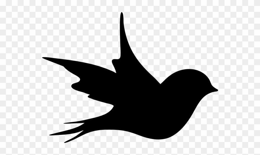 Shape For Name Cards To Sit On Champagne Flute Silhouette - Cute Flying Bird Silhouette Clipart