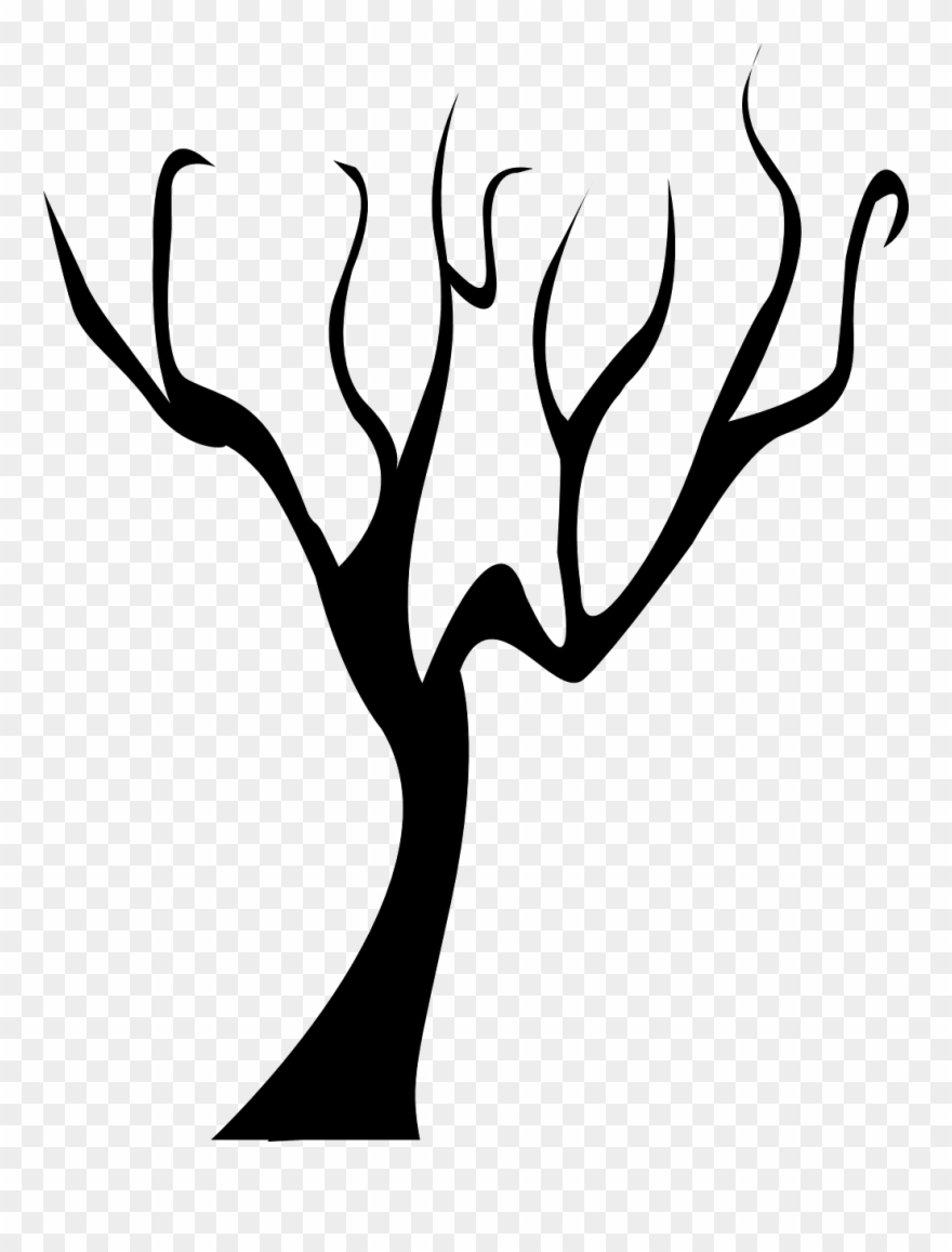 Forest, Tree Dead Tree Branch Black Winter Bare Si - Tree Without Leaves Png Clipart