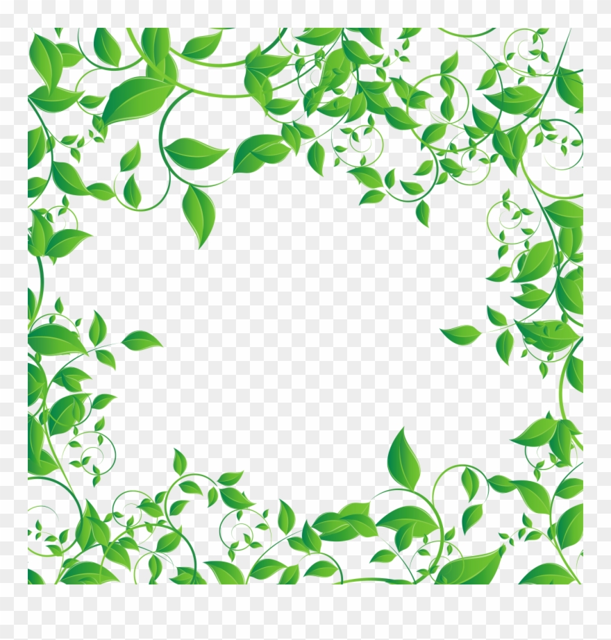 Mq Green Leaf Leaves Frame Frames Border Borders - Leaf Border Png Vector Clipart