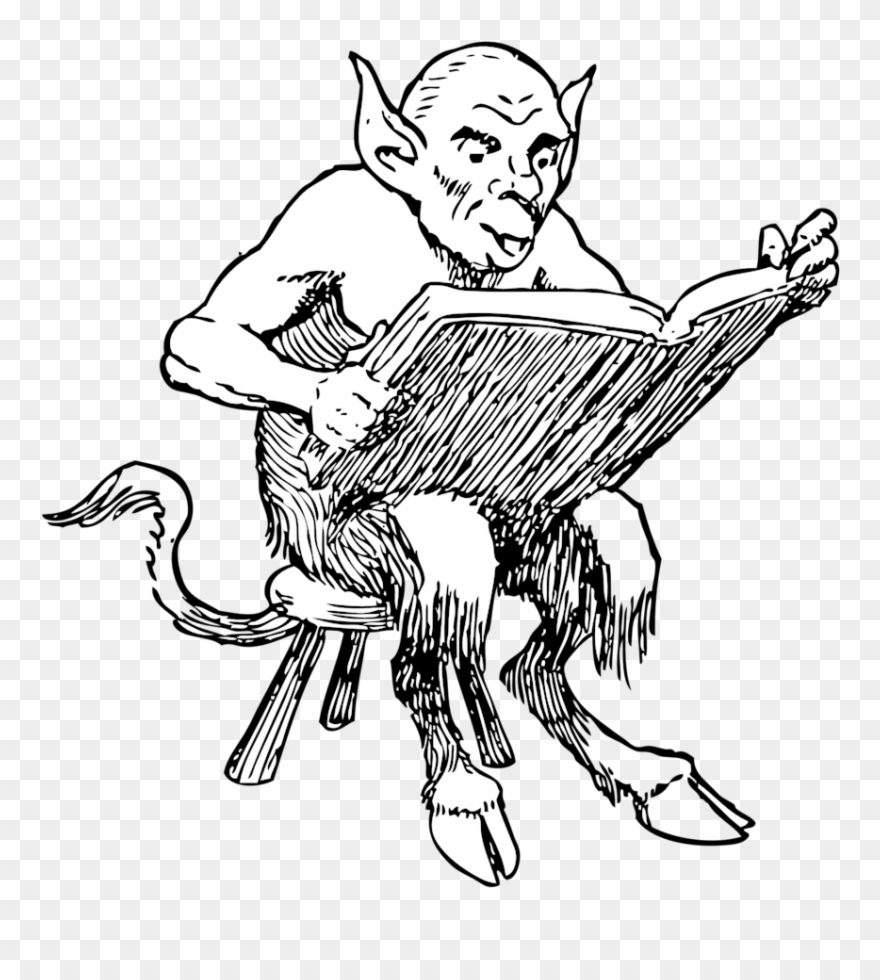 Demon Reading Book - Devil Reading A Book Clipart
