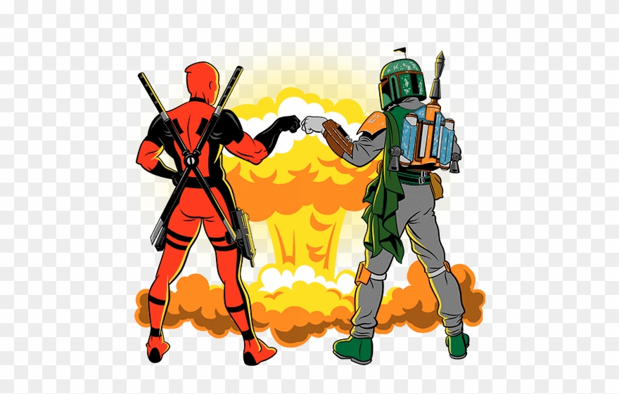 Limited Edition Cheap Daily T Shirts - Boba Fett And Deadpool Bro Fist Clipart