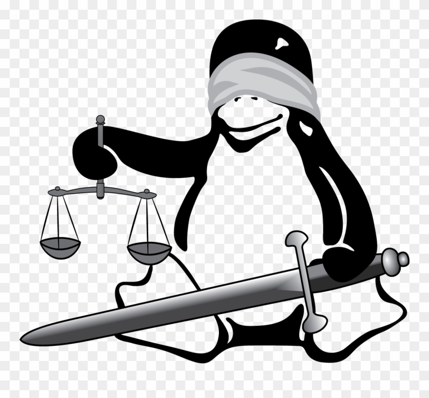 Linuxlawyer - Tux - - Linux Tux Black White Clipart