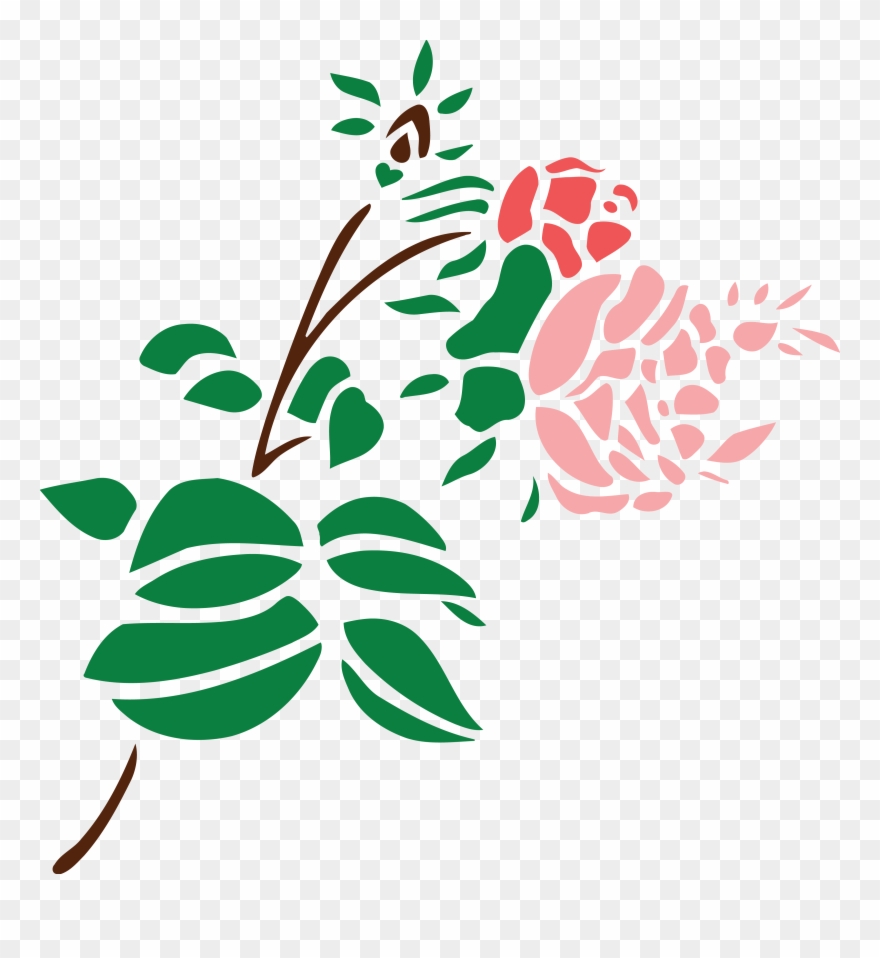 Free Clipart Of A Stem Of Roses - Rose Black And White Flowers Clipart - Png Download