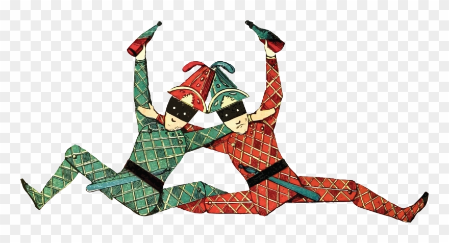 Free Clipart Of Leaping Fools Holding Wine Bottles - Drunk Jesters - Png Download