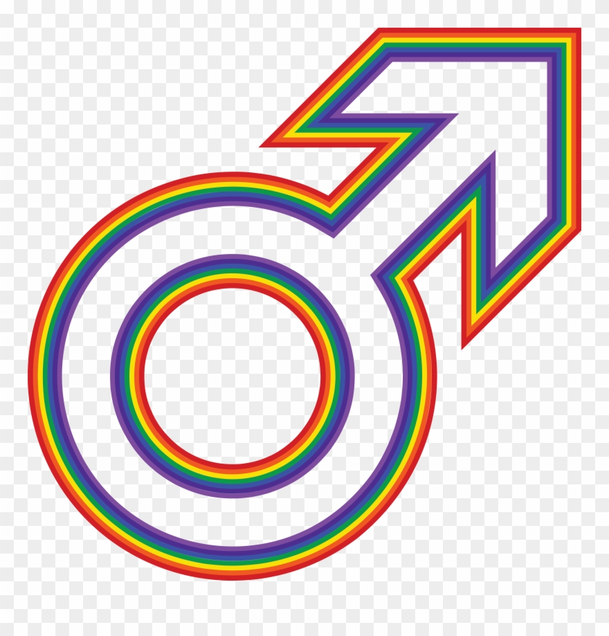 Free Clipart Of A Rainbow Male Gender Symbol - Male Symbol Clipart - Png Download