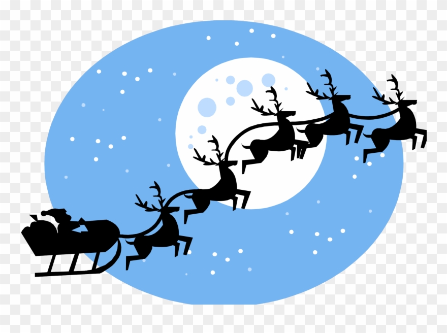 Santa In Flying Sleigh - Santa's Reindeer Maths Puzzle Clipart