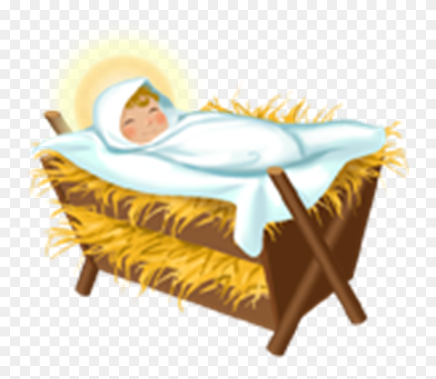 Candy Cane Christmas And Holiday Season New Year Party - Baby Jesus In A Manager Clipart