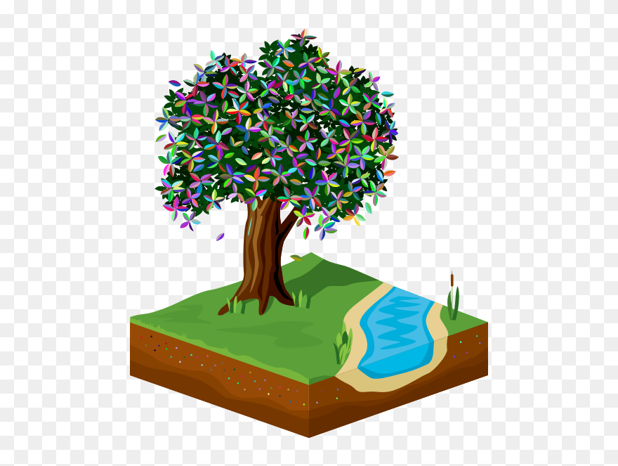 Isometric Serene Scene - 3d Nature Png Clipart