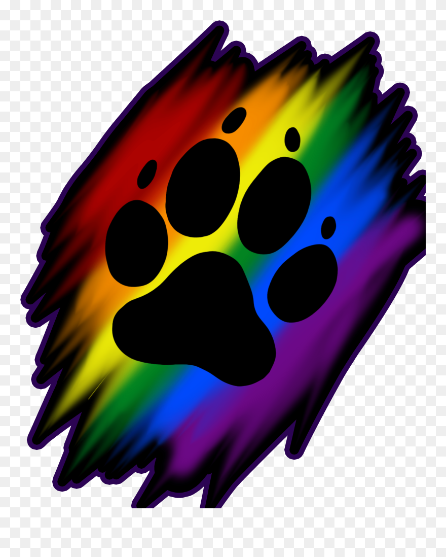 Pawprint Clipart Rainbow - Rainbow Paw Print Clip Art - Png Download