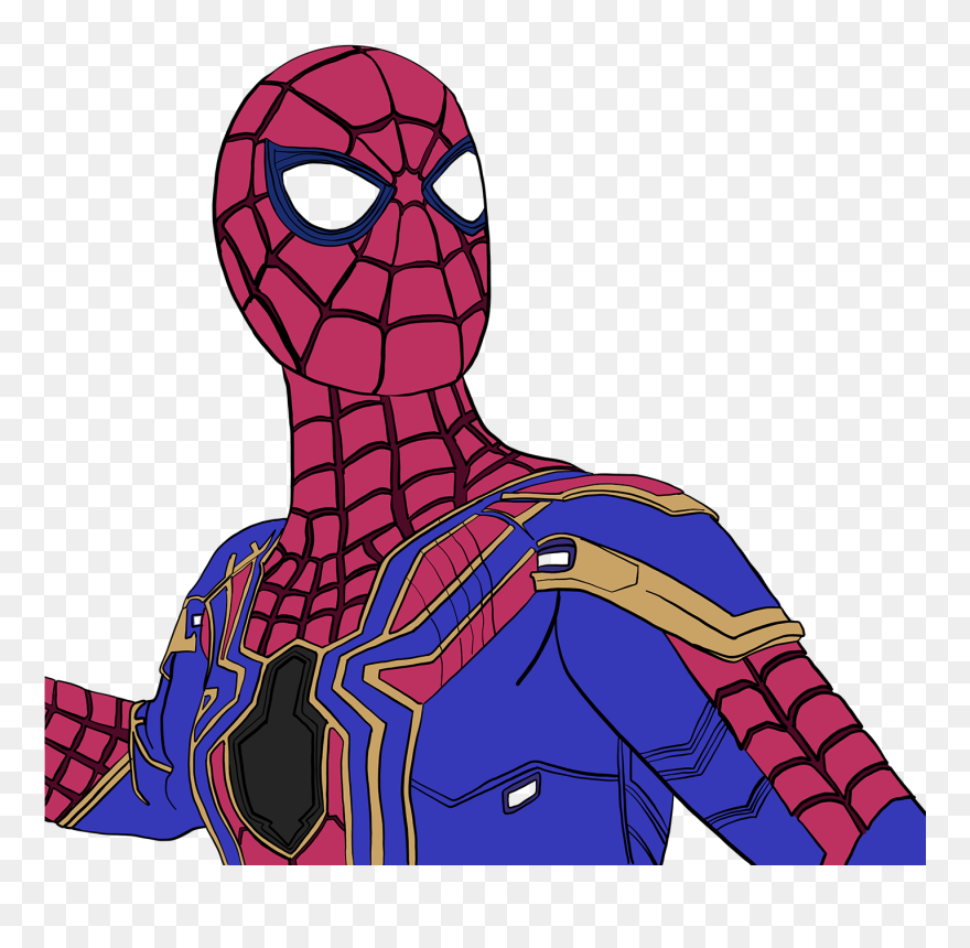 Iron Spiderman Clipart Superheroes - Iron Iron Spider Man Drawing - Png Download
