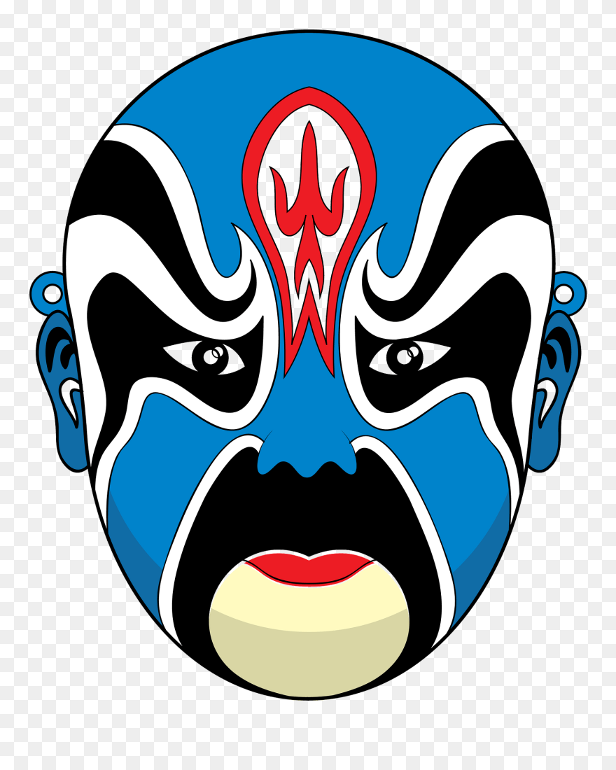 Chinese Opera Mask Blue Clipart