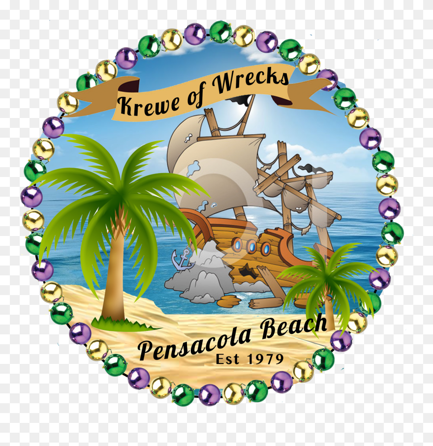 Round Logo Of A Shipwreck Surrounded By Purple, Gold, - Shrove Tuesday Clipart