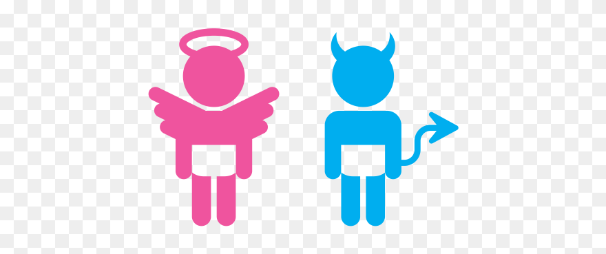 Printed Vinyl Wc Restroom - Toilet Sign Angel Devil Clipart
