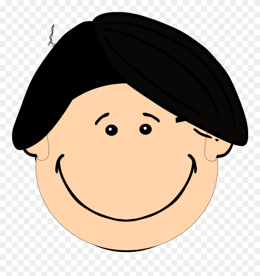 Smiling Dark Hair Boy Clip Art At Clker - Black Hair Clipart - Png Download
