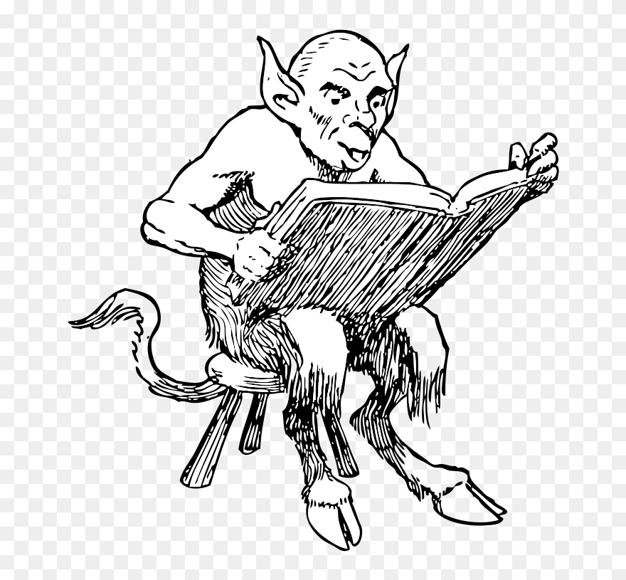 Stool Clip Art Download - Demon Reading A Book - Png Download
