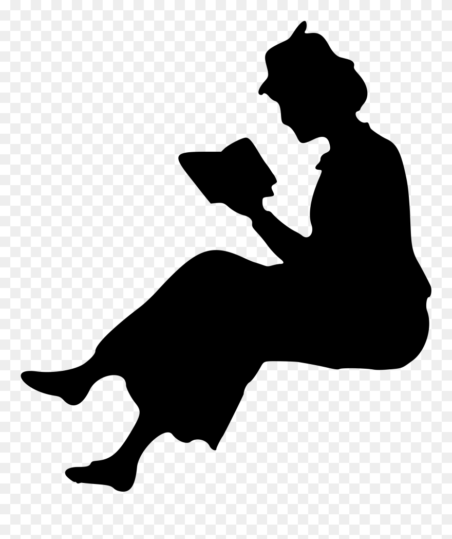 Silhouette Woman Clip Art - Person Sitting Reading Silhouette - Png Download