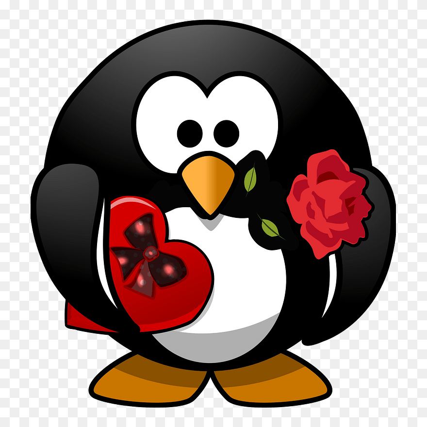 Valentine Penguin Clipart - Kids Valentine Png Hd Transparent Png