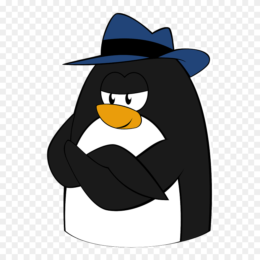 Penguin In Fedora Clipart - Tux - Png Download