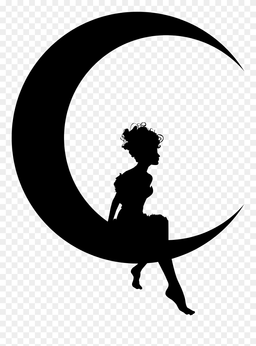 Onlinelabels Clip Art - Girl Sitting On Moon - Png Download