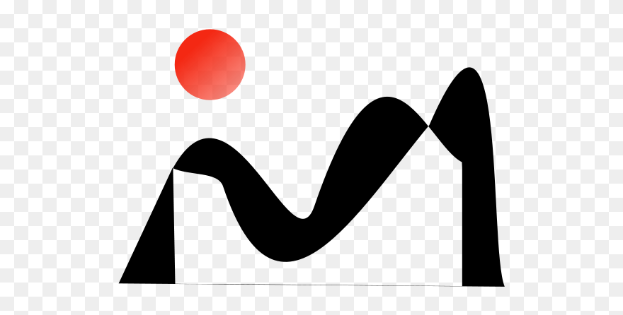 Ink Mountain With Sun Clip Art - Png Download