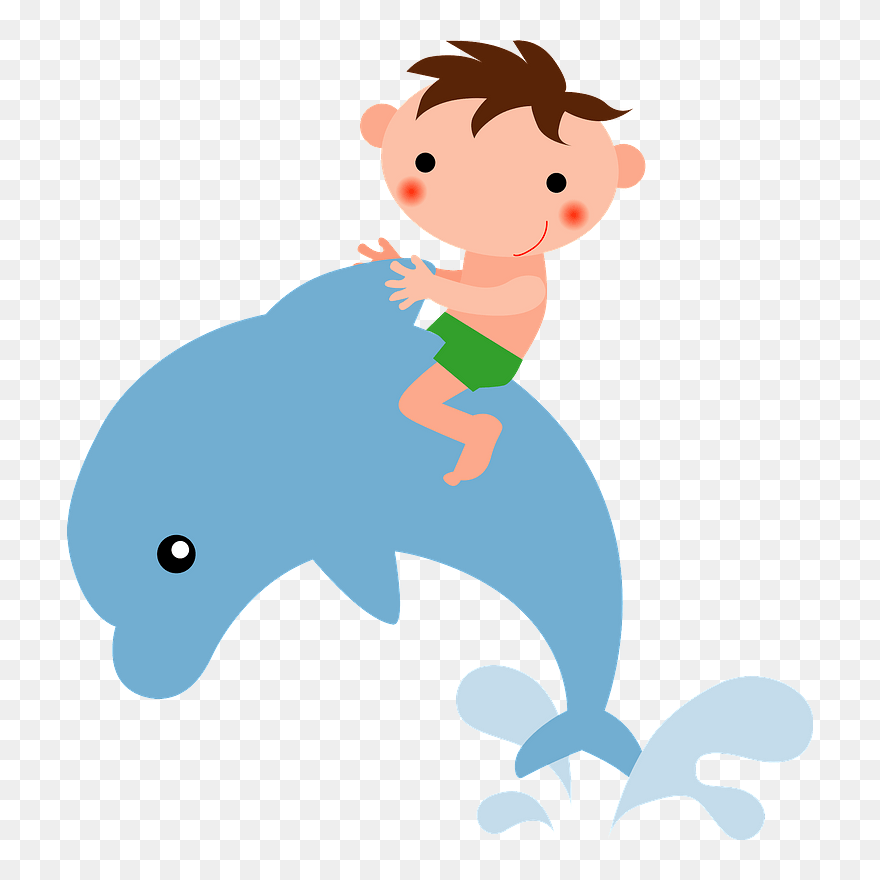 Dolphin Child Boy Clipart - Png Download