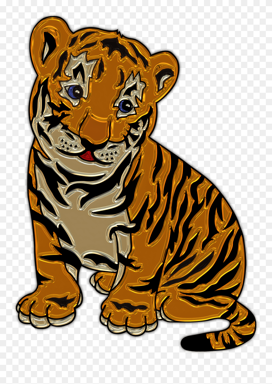 Lion Cub Sitting Plastic Art - Free Printable Baby Tiger Coloring Pages Clipart
