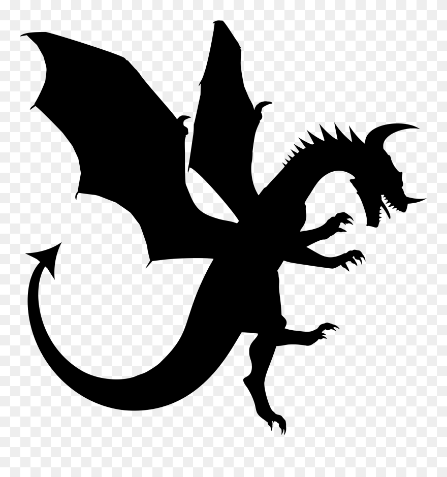 Silhouette Clipart Dragon - Dragon Clipart Silhouette - Png Download