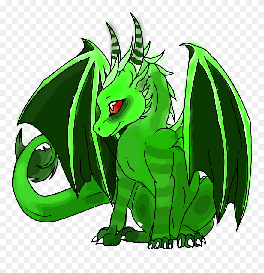 Side View Colorful Dragon Clipart Png - Cute Green Dragon Drawing Transparent Png