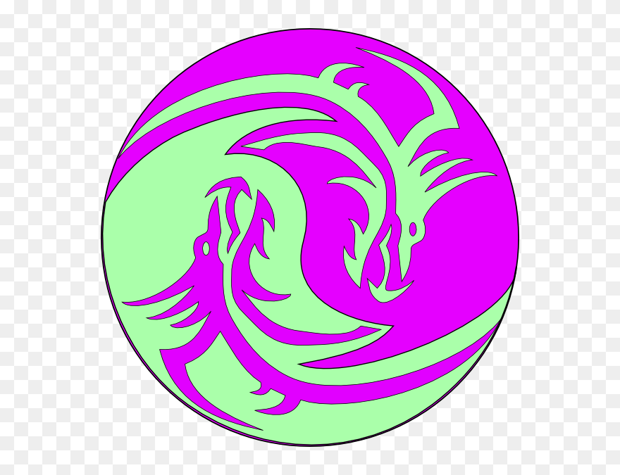 Green Purple Dragons Clip Art At Clker - Dragon Black And White - Png Download