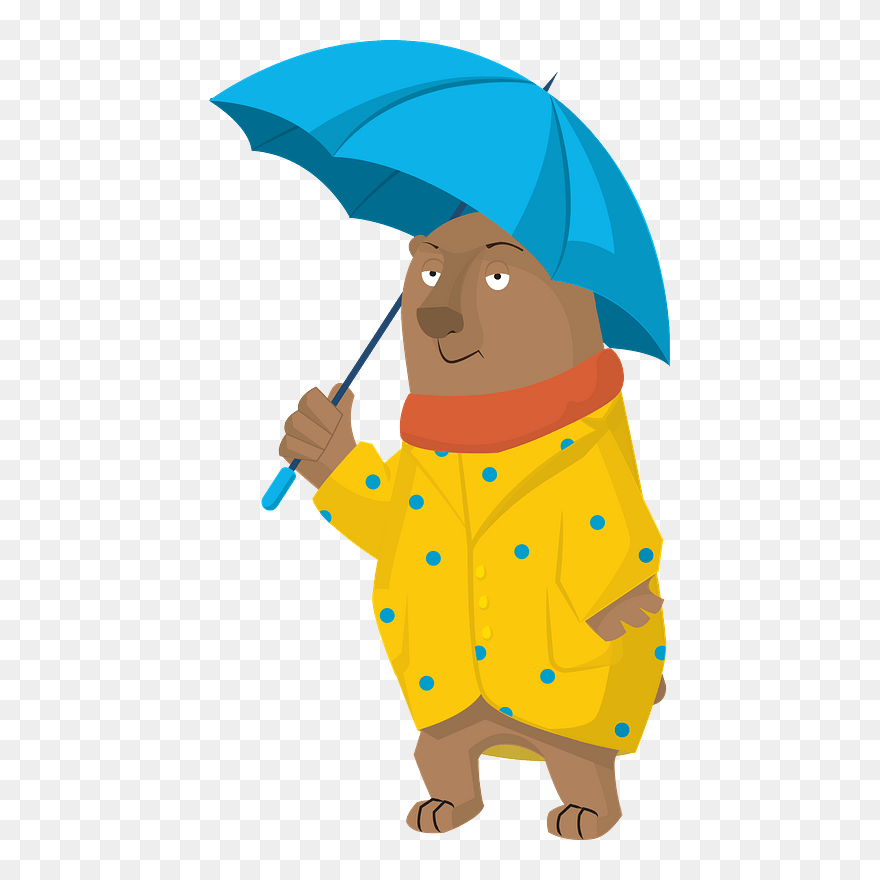 Bear With Umbrella Clipart - Cartoon - Png Download