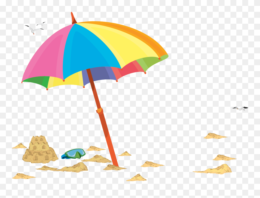 Beach Umbrella Illustration - Transparent Background Beach Umbrella Clipart - Png Download