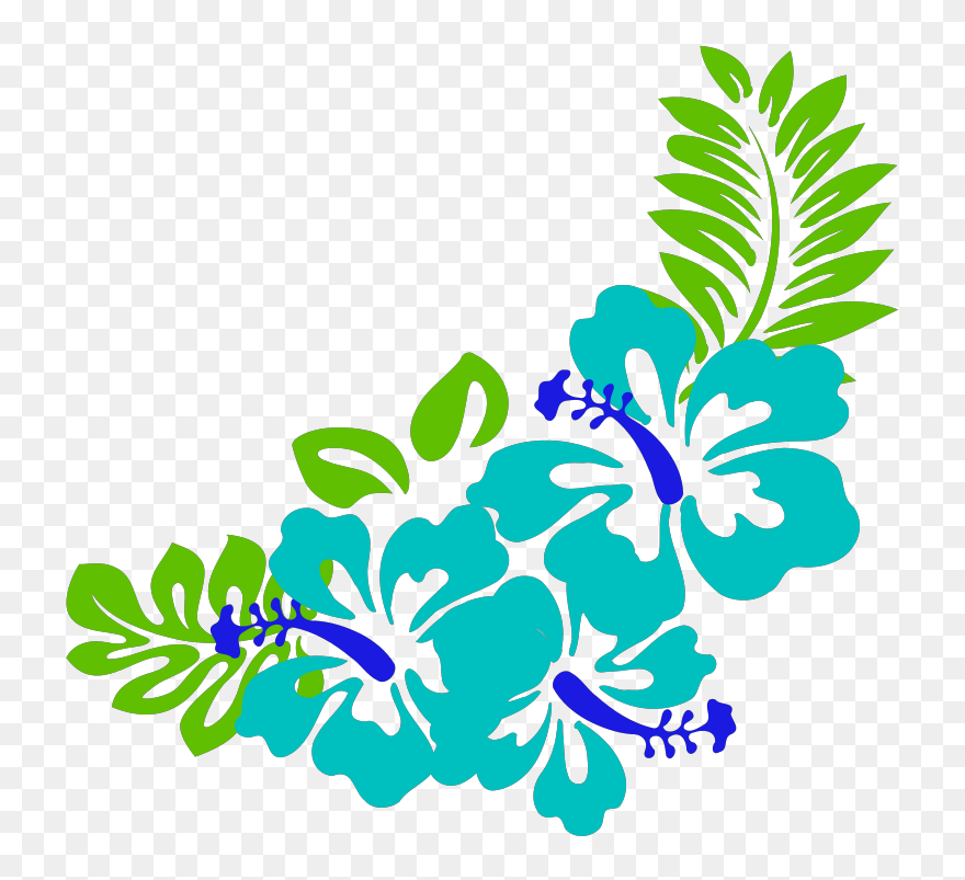 Blue Green Tropical Flowers Svg Clip Arts - Clip Art Hawiian Flowers - Png Download