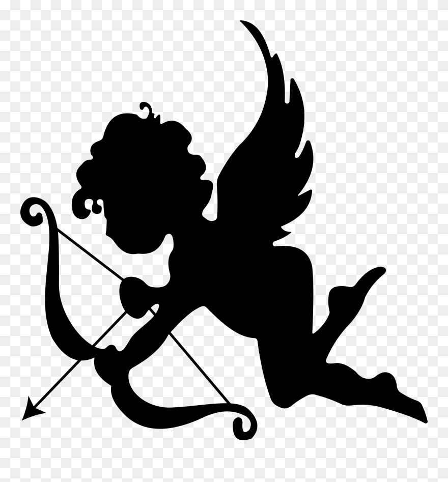 Cupid Silhouette Cartoon Clip Art - Clip Art Cupid - Png Download