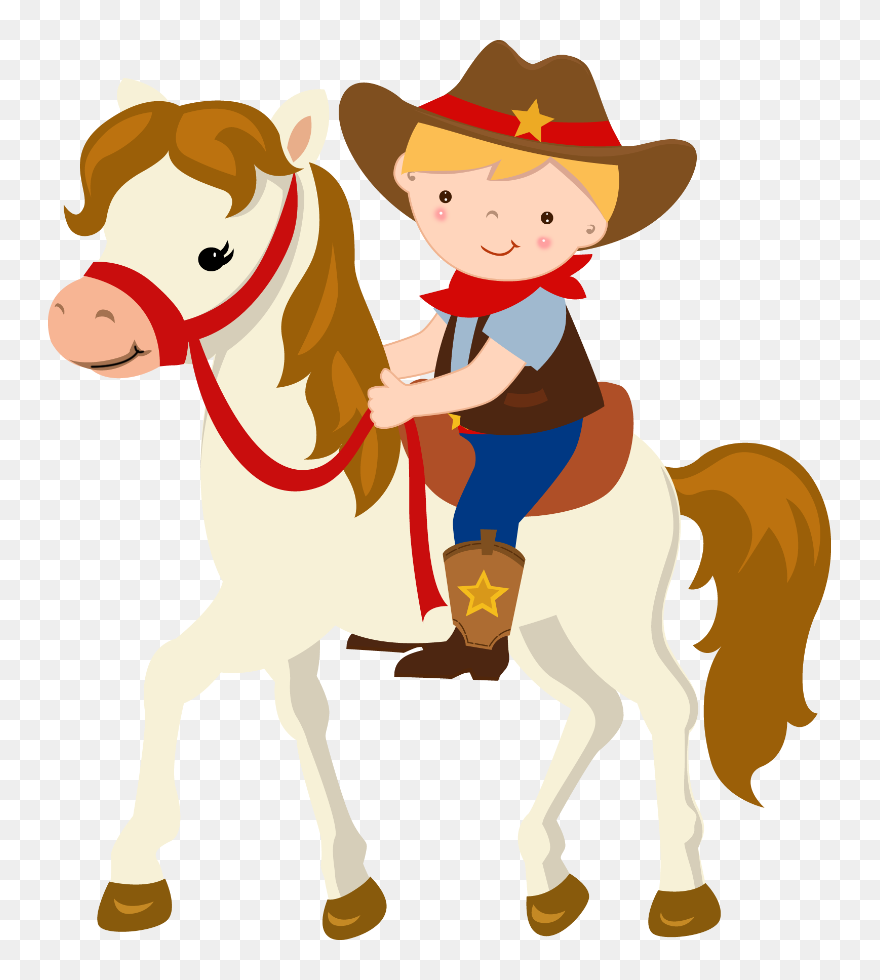 Transparent Cowboy Clipart For Kids - Horse Cowboy Clip Art - Png Download