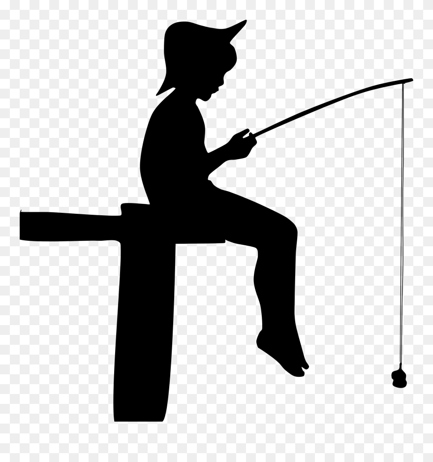 Boy Fishing Human Male People Person Silhouette Fishing- - Boy Fishing Silhouette Clipart