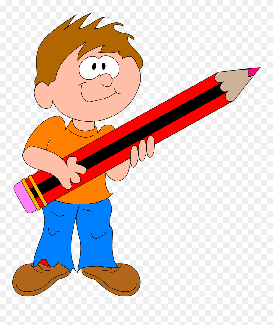 Free Download Boy With Pencil Png Clipart Drawing Clip - Cartoon Boy Pencil Drawing Transparent Png
