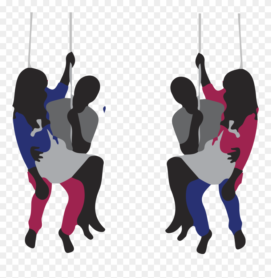 2 Sets Of Couples Swapping Partners While On Swing - Banksy Clipart