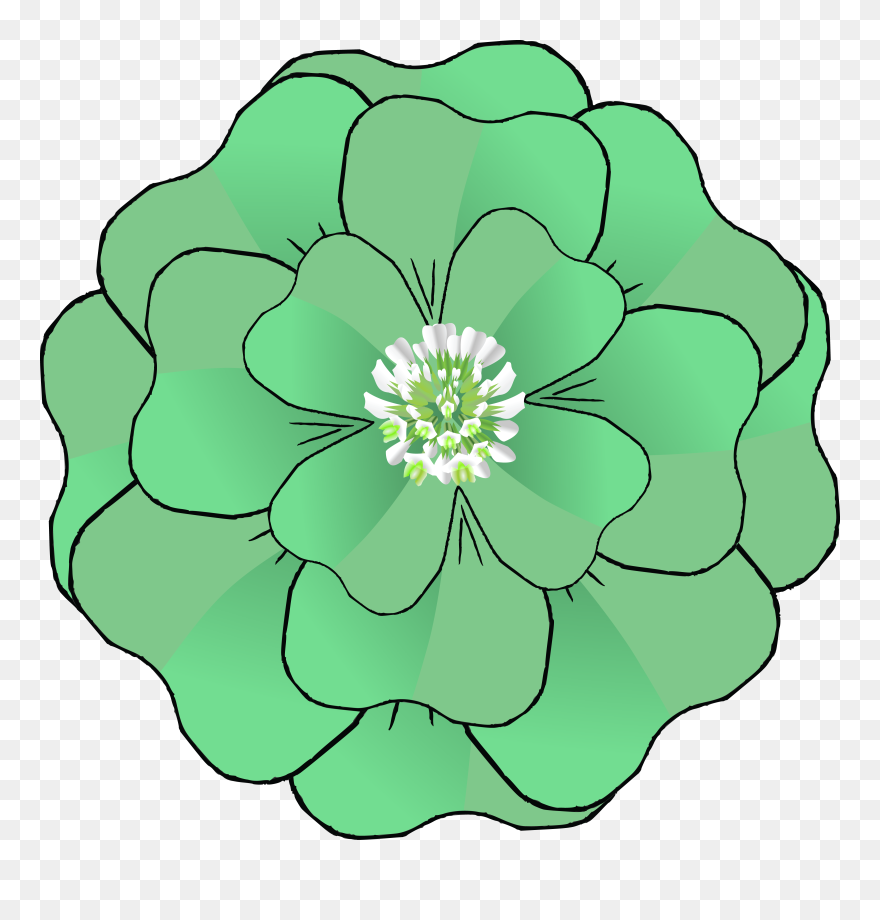 Free Clipart Of A St Patricks Day Green Four Leaf Clover - Green Flower Clipart - Png Download