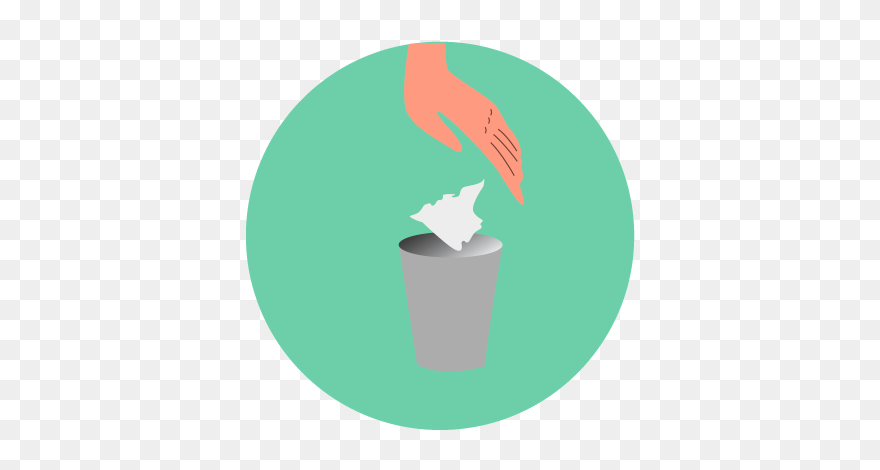 Hand Throwing A Paper Napkin Into A Paper Bin - Illustration Clipart