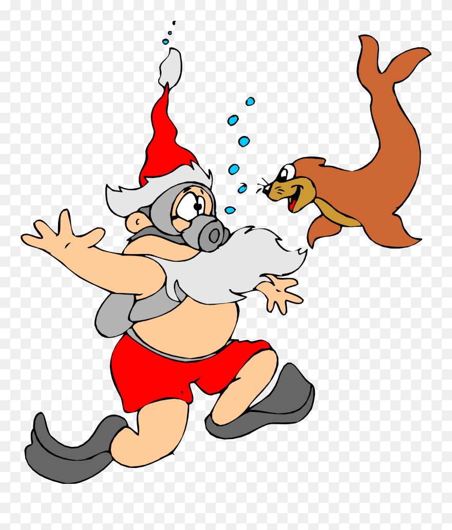 Santa Scuba Diver Clipart - Png Download