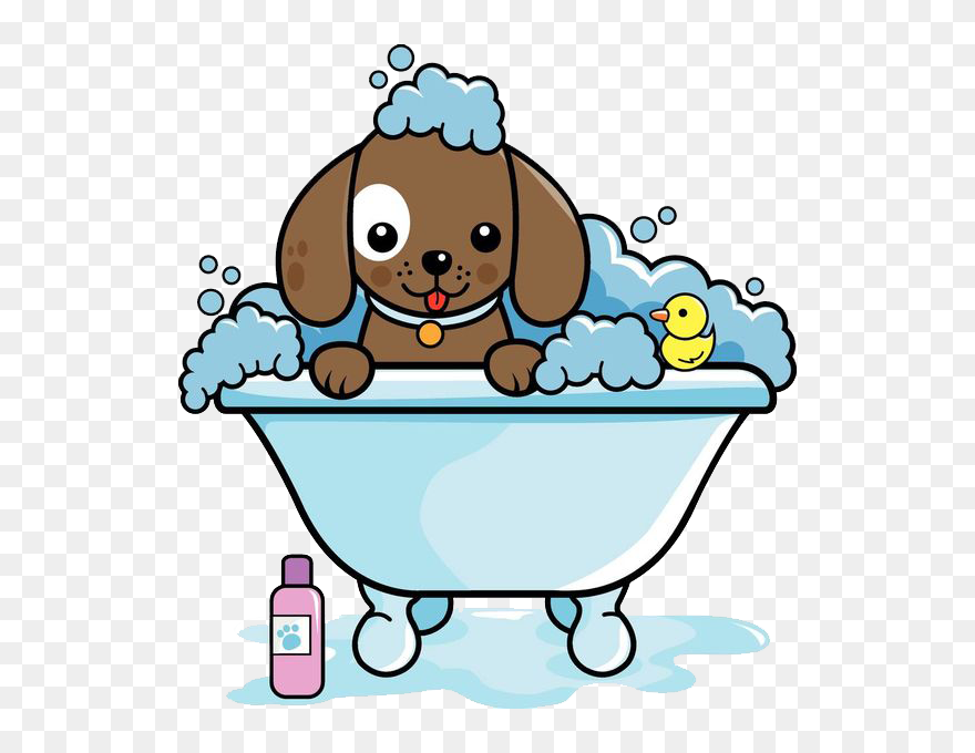 Dog And Cat Bath Clipart Clip Stock Dog Grooming Cat - Dog In Bathtub Clipart - Png Download