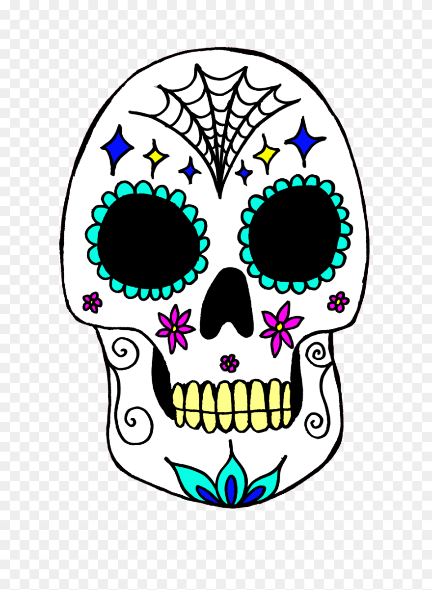 Calavera Skull Day Of The Dead Art Costume - Day Of The Dead Art Png Clipart