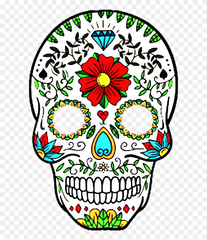 #diadelosmuertos #face #sticker - Skull Day Of The Dead Artwork Clipart