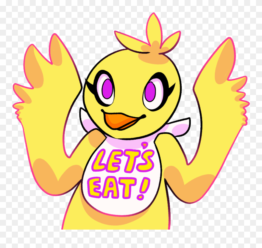 Lets Eat Five Nights At Freddy"s 2 Pink Yellow Text - Chica Cute Clipart
