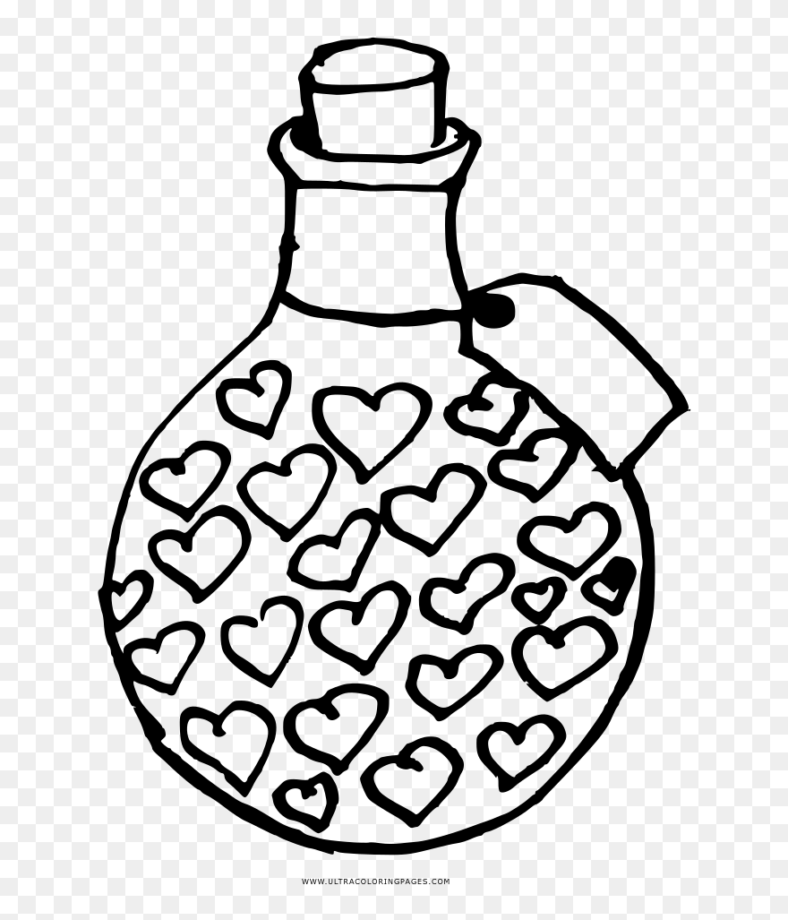 Love Potion Coloring Page - Potion Bottle Coloring Pages Clipart