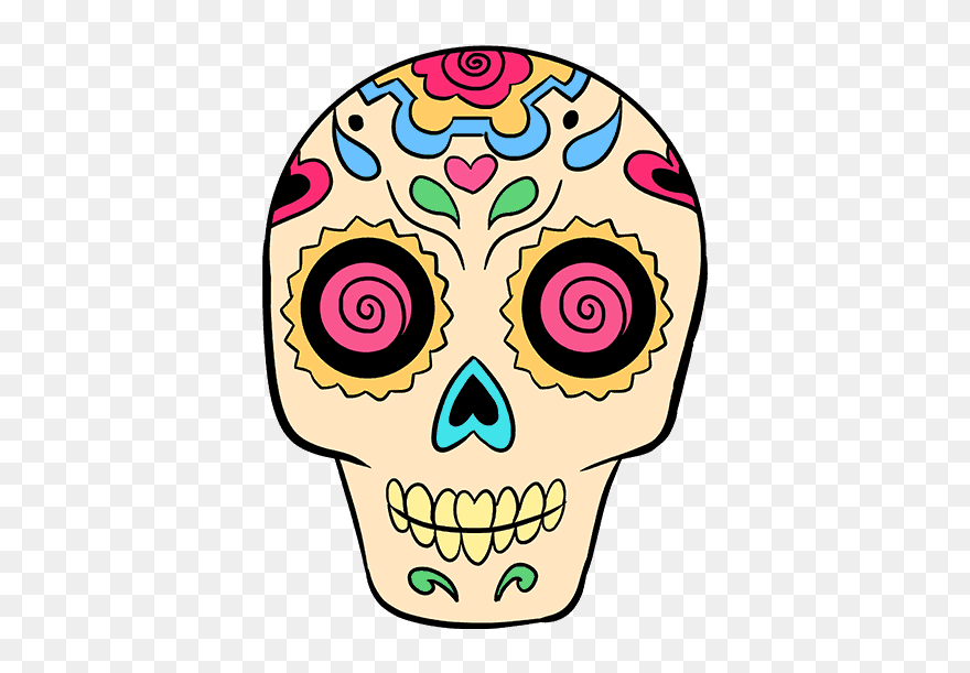 Dia De Los Muertos Clipart Easy For Kids Vector Freeuse - Dia De Los Muertos Drawing - Png Download