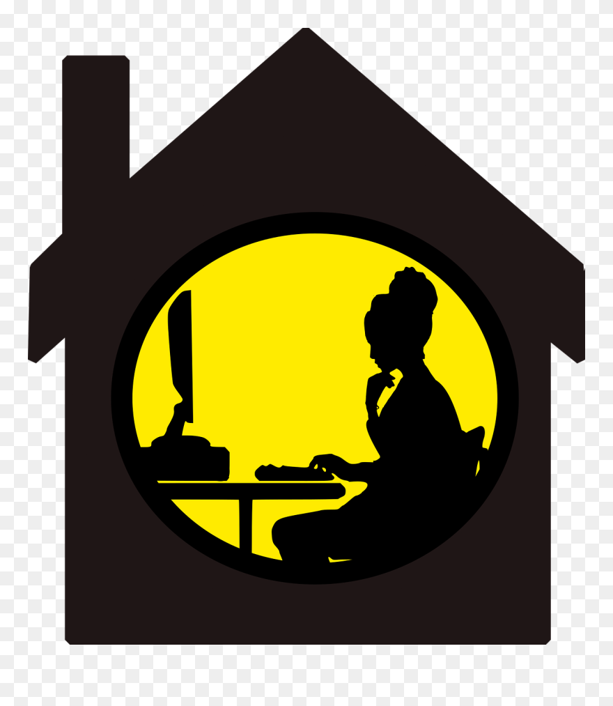 Work From Home During Cov - Woman At Desk Silhouette Clipart